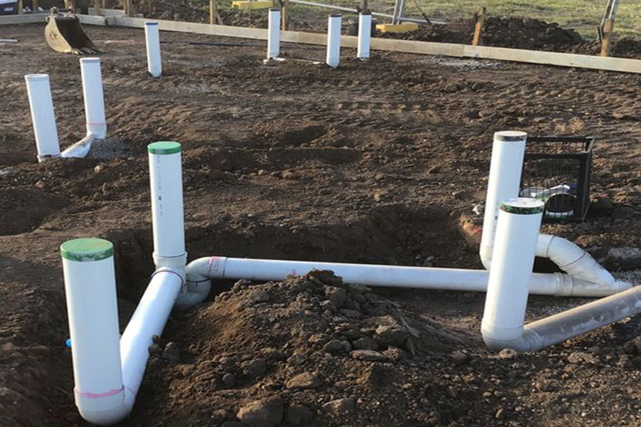 Exterior underground drain layout